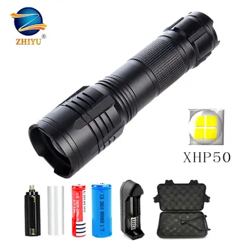 

ZHIYU XHP50 LED Flashlight 18650 26650 Battery High Power Zoom Ocusing Flash Light Outdoor Lighting 3500 Lumen Tactical Torch