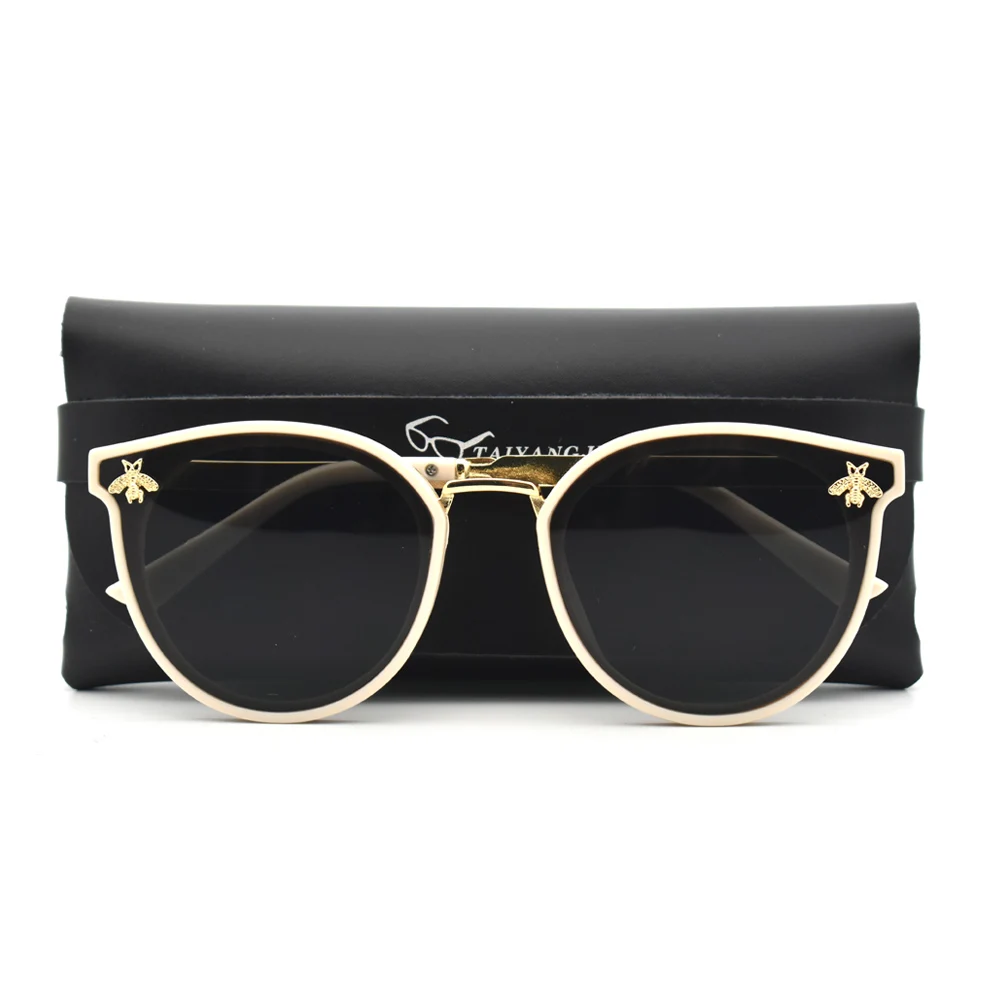 Trendy Round Designer Bee Sunglasses Women Men Fashion Mirror Gradient Sun Glasses Retro Eyewear UV400 Oculos De Sol Gafa 2