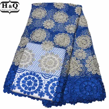 

Royal Blue Flower Lace African Cord Lace Fabric 2020 Fashion Nigerian Lace Fabrics High Quality Water Soluble Lace With Stones