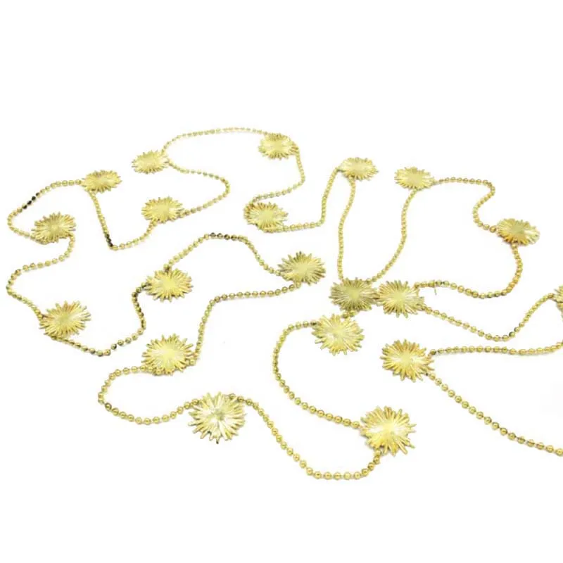 Urijk Golden Plastic Snow Chain Decoration Originality Accessories Gift Christmas Tree Ornament Plated Bead String 1PC New