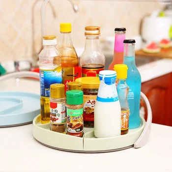 

Household Durable Rotatable Desktop Seasoning Racks Pull-type Seasoning Jar Storage Trays With Handle Kitchen Tools Accessories