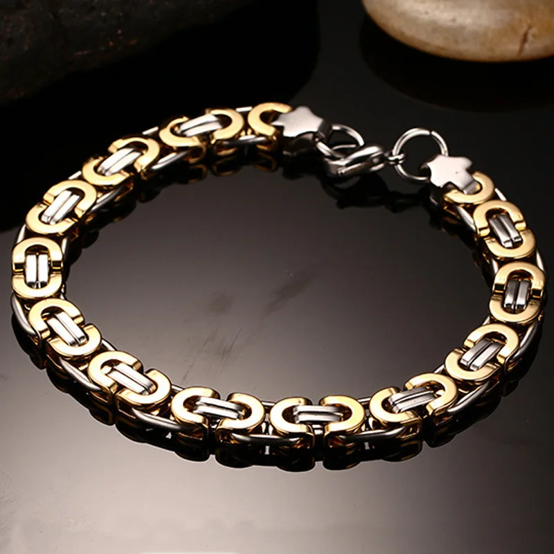 Серебряный браслет из нержавеющей стали, Мужская Золотая цепочка, подарок на руку, мужской браслет в стиле хип-хоп, рок,, дружба, персонализированный