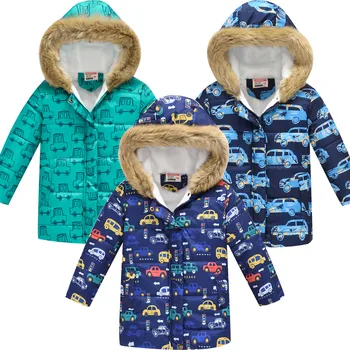 

Children's Windproof Down Coat Boys Winter Cotton Thick Jacket Kids Outerwear Cartoon Parka Hooded Jackets Baby Girls Clothing