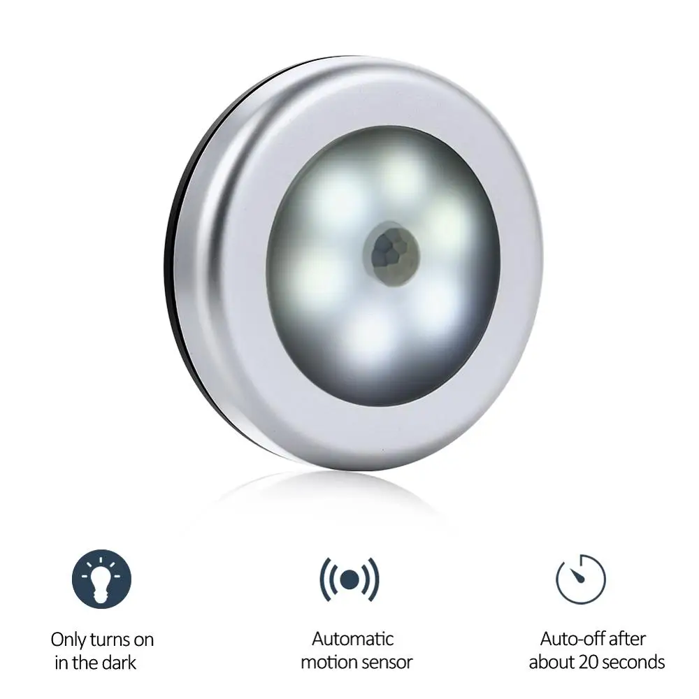  SOLLED Sliver Infrared PIR Motion Sensor 6 Led Night Light Magnetic Wireless Detector Light Wall La - 32850522605