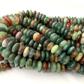 

15" Natural Genuine multi color india agate fancy jasper Rondelle Loose Stone Beads Fit Jewelry DIY Necklaces or Bracelets 06273