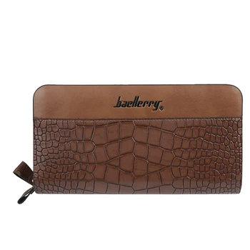 

AUAU-baellerry Crocodile Pattern Wallet Business Double Zipper Men's Leather Clutch Wallet Wallet Phone Handbag Card Holder