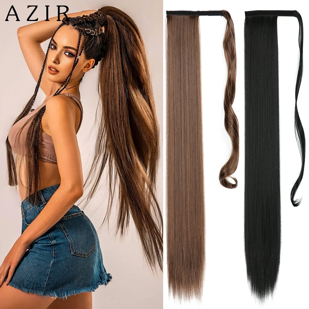 32Inch Synthetic Hair Fiber Heat-Resistant Straight Hair With Ponytail Fake Chip-in Extensions Pony Tail Wig fake hair extensions