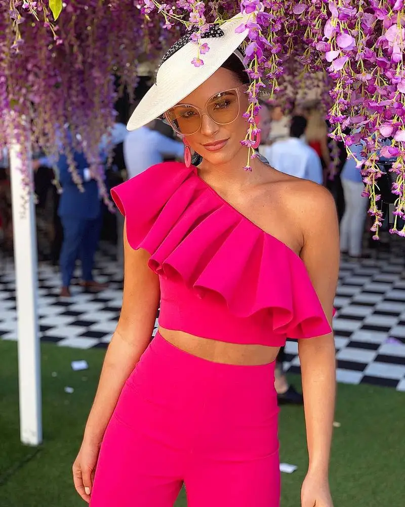 Женские костюмы из искусственного шелка кружевной суперкороткий розовый топ с