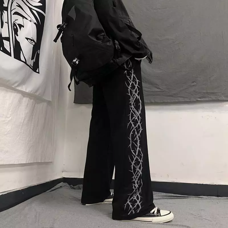 Harajuku Y2k Oversize Wide Pants Japanese Men Streetwear Korean Sweatpants Print Casual Sport Straight Trousers