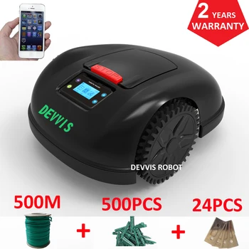 

Two Year Warranty DEVVIS Automatic Robot Grass Trimmer E1600T With Big 13.2ah lithium battery With 500m+500pcs pegs+24pcs blade