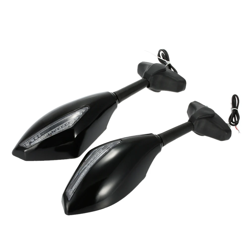 

QC-M-1085 One Pair of Motorcycle Rearview Mirror Motorbike Side View Mirrors with LED Turn Signal Light for Honda for Yamaha