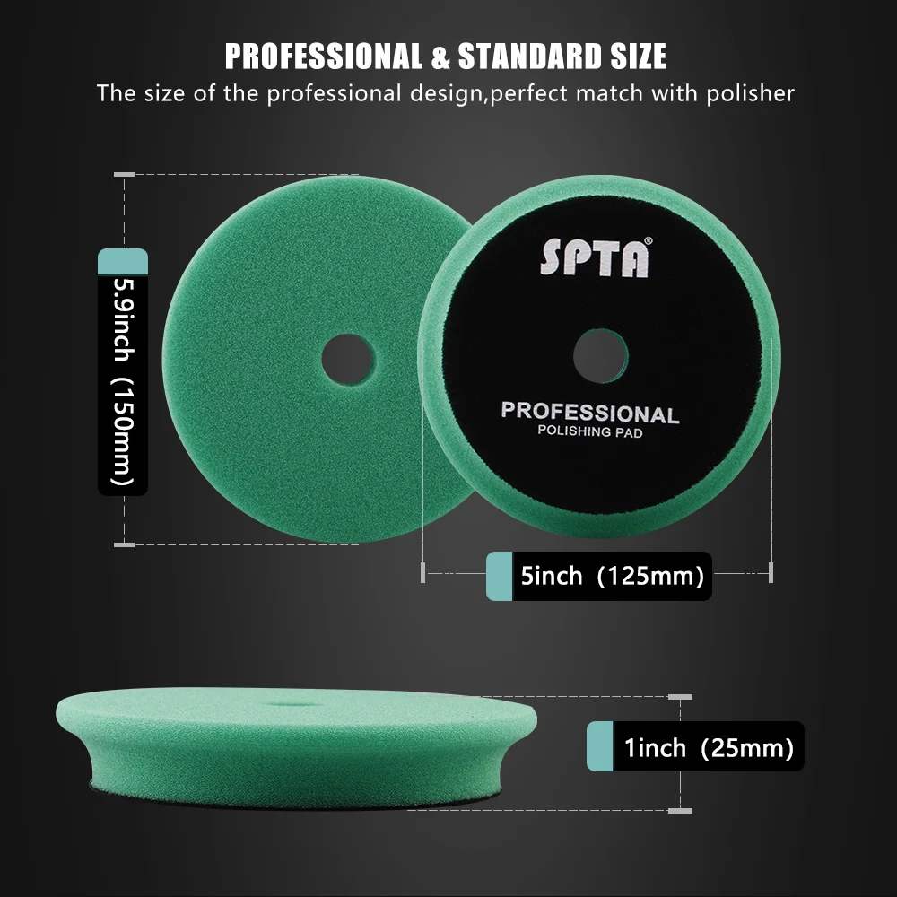 Car Polishing Pads SPTA 5"(125mm)/6"(150mm) Inch Flat Beveled Edge Sponge For DA/RO/GA Car Polisher