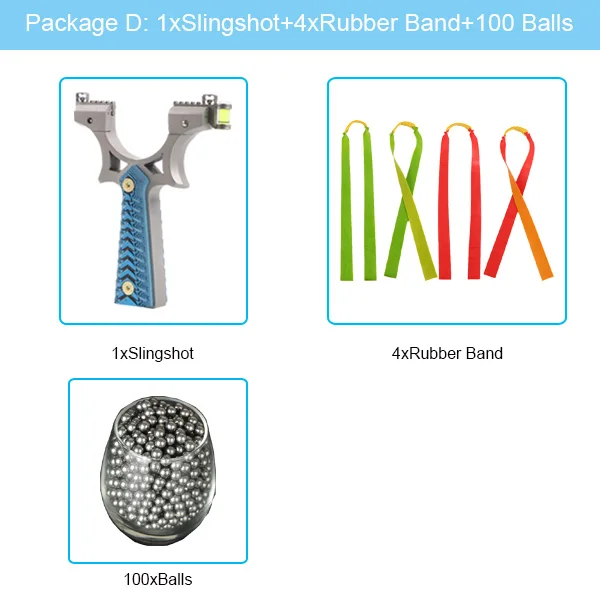 Topcarchery Рогатка из нержавеющей стали с 4 резиновыми полосками 100 аммосов для охоты взрослых на открытом воздухе катапульта Sling Shot - Цвет: PckD-sling-4band-100