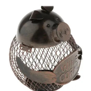 

Coin Box Piggy Money Bank Wine Corks Storage Container Iron Art Handcrafts