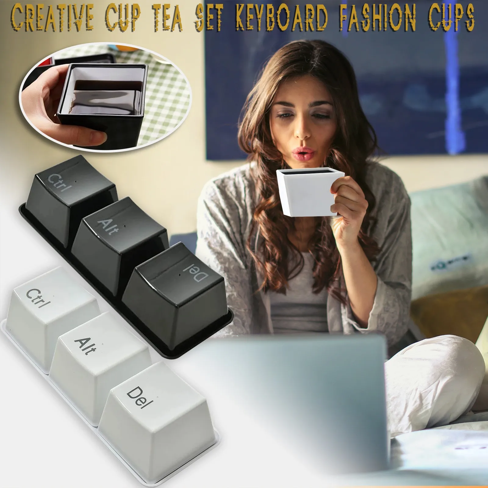 Creative Cup Tea Set Keyboard Fashion Cups Black color ctrl del alt 3 pieces/ Mugs Promotion Gifts Trade Shows Wedding чашка#25 |