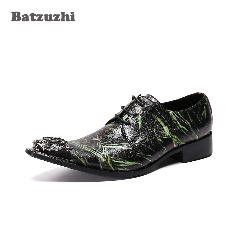 Batzuzhi Personality Men's Shoes Leather Dress Shoes Formal Pointed Toe Lace-up Business, Party & Wedding Shoes Men Zapatos Homb