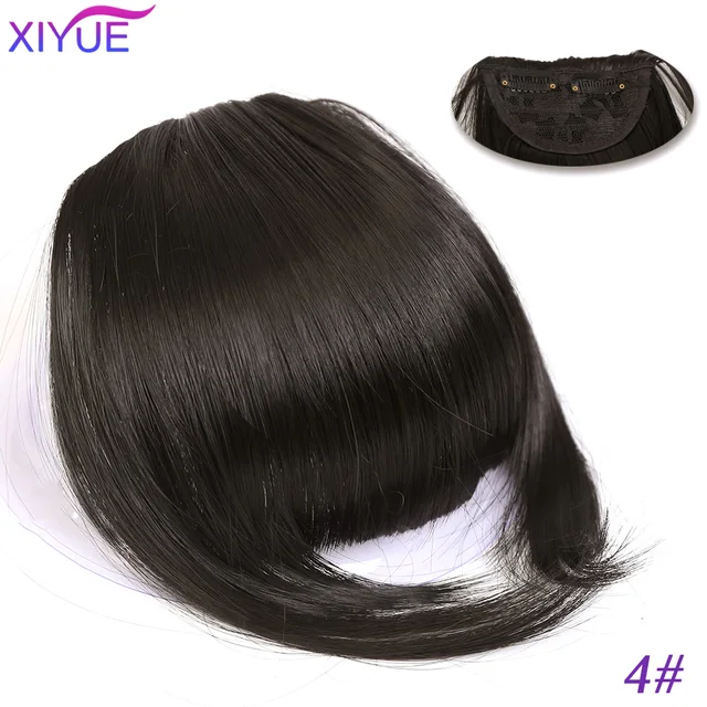 Black/Light Brown Clip In Hair Bangs Hairpiece Accessories Synthetic Fake Bangs Clip In Hair Extensions Clip In Hair Pieces WL56