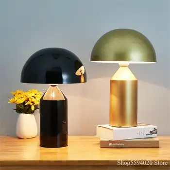 

Nordic Mushroom Led Desk Lamp Living Room Hotel Designer Bedroom Bedside Home Decor Light Gold White Black Lighting E27