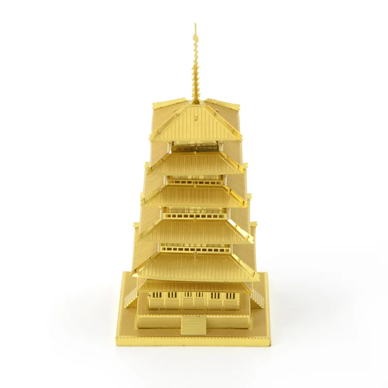 

Love Spell Metal DIY Assembled Model Glue-free 3D Puzzle Model Five-storied Pagoda Gold Edition