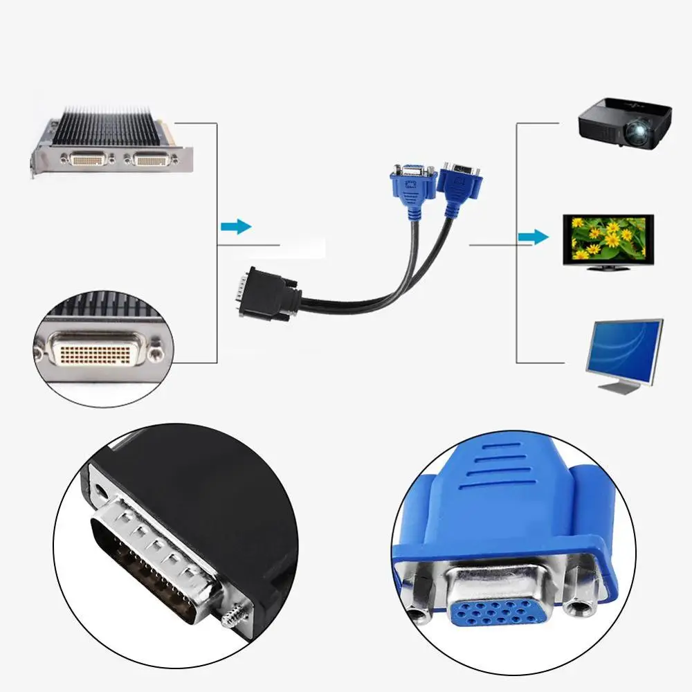 DMS-59 контактный штекер 2 VGA 15 Pin женский сплиттер адаптер кабель Ведущий провод для hp Dell разделитель монитора адаптер