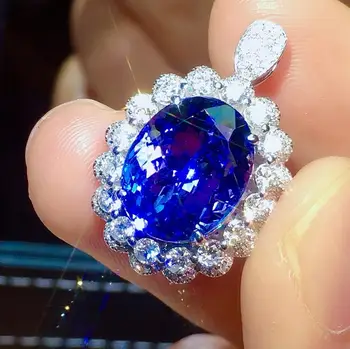 

N515 Tanzanite Ring Fine Jewelry Pure 18 K Gold Natural Tanzanite Gemstones 4.1ct Diamonds Female Anniversary Gift Fine Rings