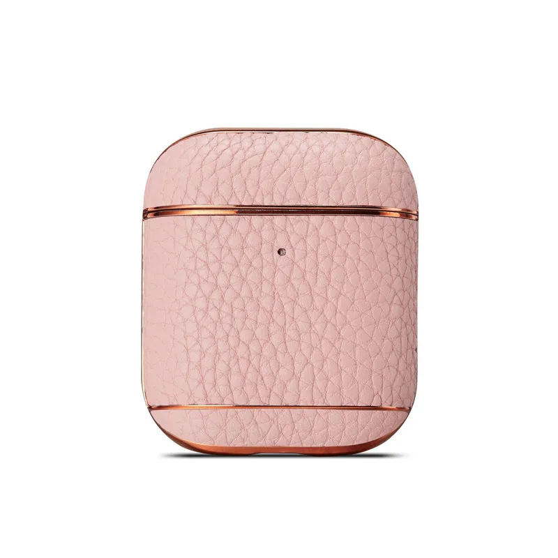 Pink Аксессуары для Airpods из натуральной кожи чехол для наушников Защитный чехол для Airpods кожа для Airpods - Цвет: Pink