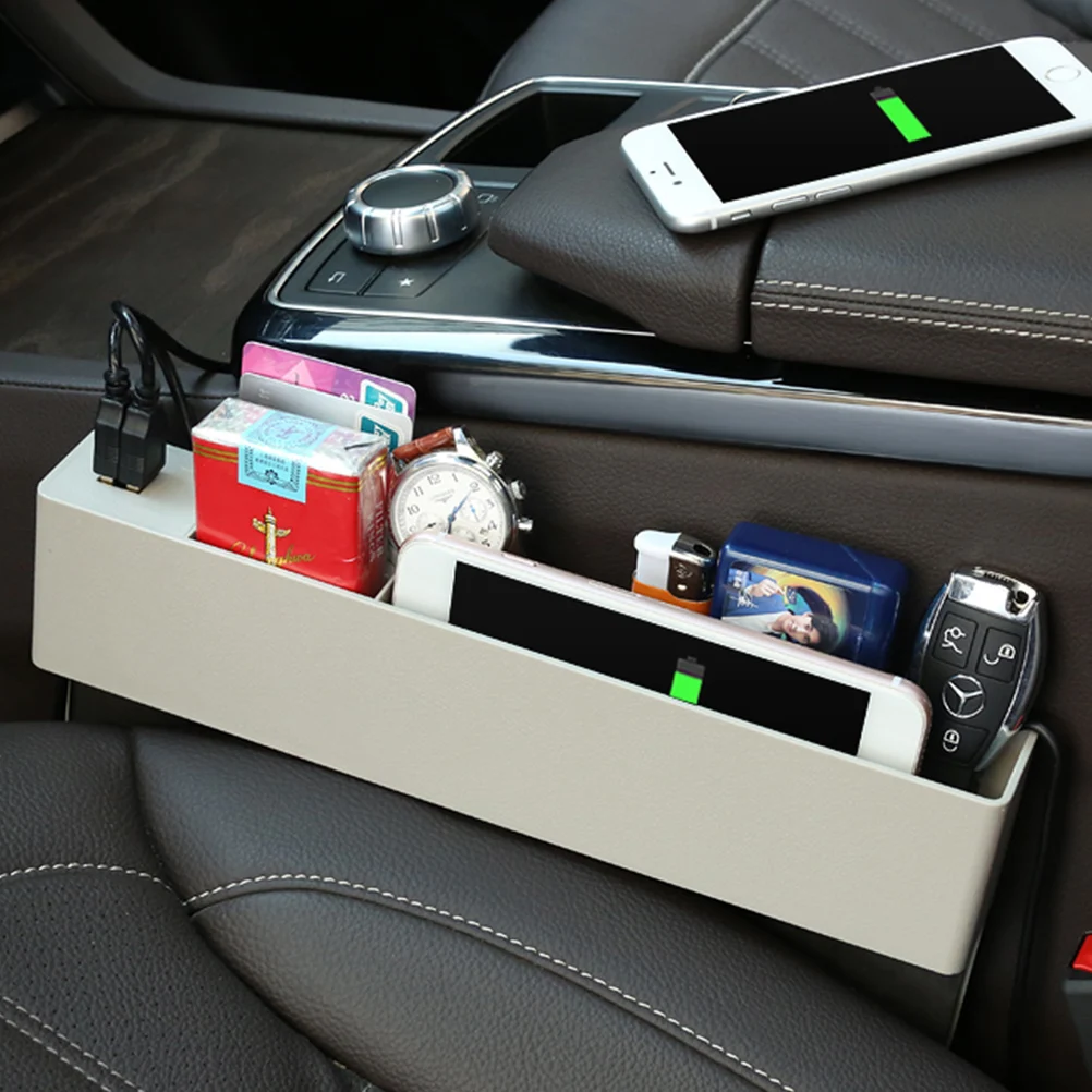 Двойной USB многофункциональный ящик для хранения автомобильный Органайзер Дисплей напряжения автомобиля с прикуривателем