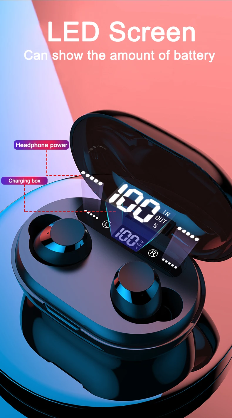 C8S TWS Bluetooth V5.0 бинауральные сенсорные наушники 6D стерео сабвуфер шумоподавление игровые Беспроводные наушники с цифровым дисплеем