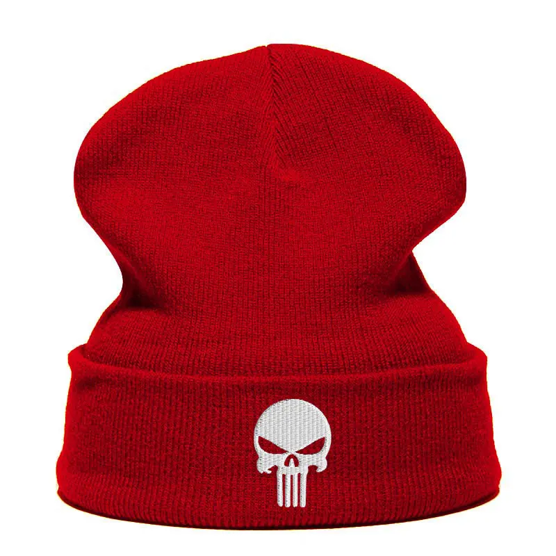 Шапка Skullie, шапка, смутная зима, вышивка, крутой панк, для мужчин, женщин, мальчиков, девочек, подростков, уличный танец, череп, Скелтон, черный, белый, розовый - Цвет: Wine red white