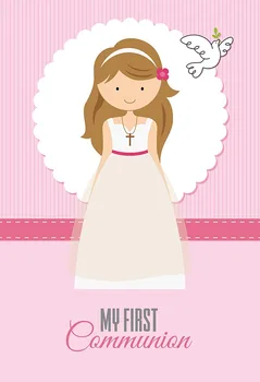 

Vinyl Pink Girl My First Communion Customize Background Decor Original Design Photocall backdrop