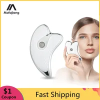 Massageador facial gua sha, dispositivo elétrico de rejuvenescimento com microcorrente, luz led para lifting do rosto, massagem corporal e de guache com raspador