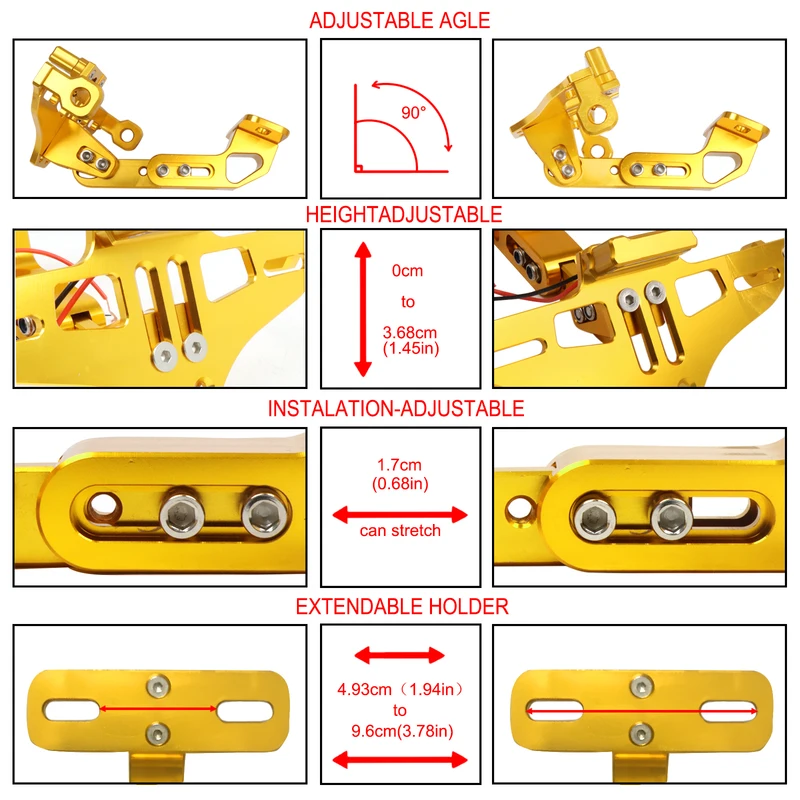 License Plate Holder, Rear License Plate Bracket with Light, Msx Adjustable License Plate Holder, Modified Aluminum Alloy License Plate Holder, License Plate Frame