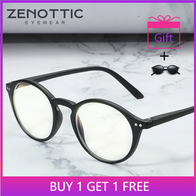

ZENOTTIC Anti Blue Light Glasses Men Round Optical Myopia Eyewear Spectacles Women Antiblue Goggles Gaming Computer Eyeglasses