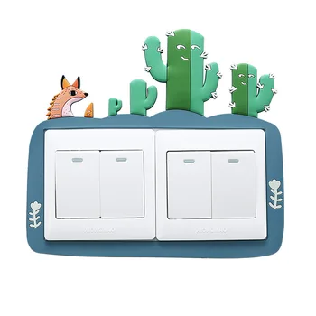 

Cute Cartoon 3D On-off Switch Stickers Luminous Light Switch Cactus light Wall Stickers Decals Kids Room Home Decor sticker
