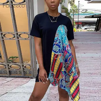 

Fadzeco African Women's Dress Dashiki Fashion Printed Dress Tribal Pattern African Dress Round Neck Stitching Loose Dress