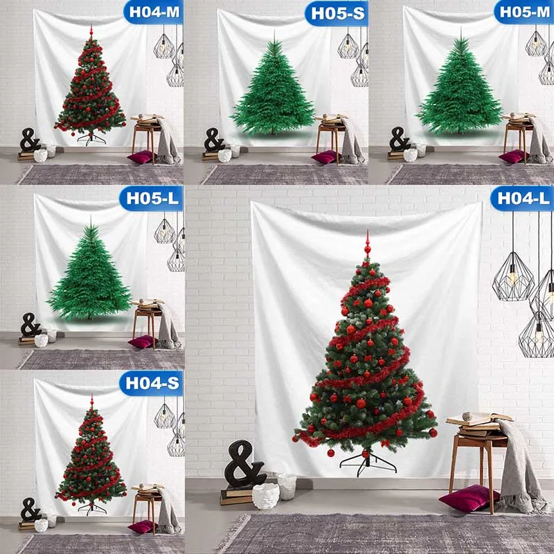 

Festival Christmas Tapestry Green Christmas Tree Wall Hanging 3D Digital Printing Tapestry Home Christmas Decoration