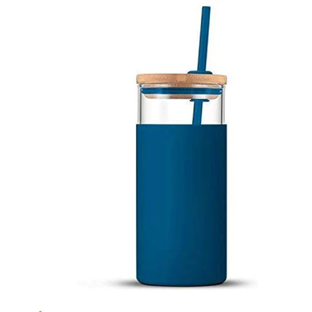 Tronco 24oz Glass Tumbler Glass Water Bottle Straw Silicone Protective  Sleeve Bamboo Lid - BPA Free 