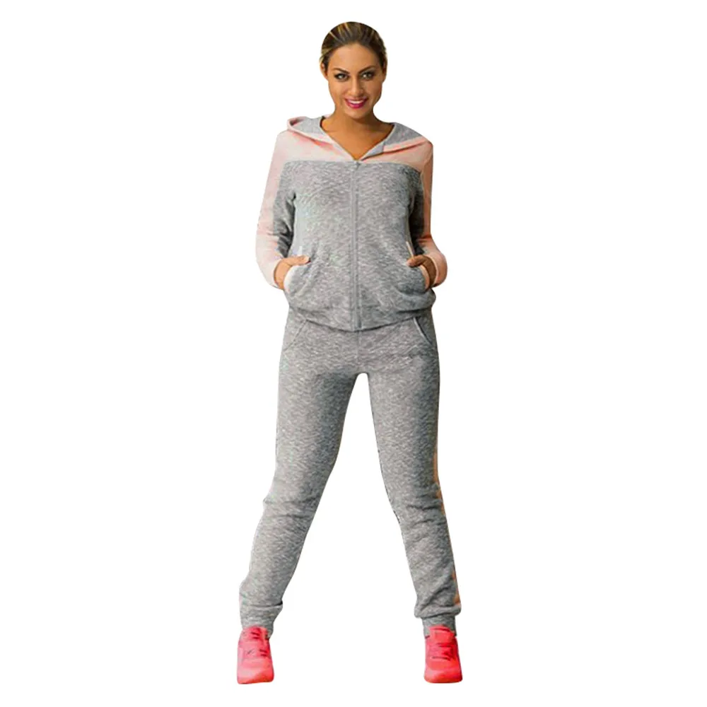 Women Two Piece Sports Set Ladies Hooded Sweatshirt And Sweatpants Suits Casual Running Tracksuits For Ladies Winter Outwear