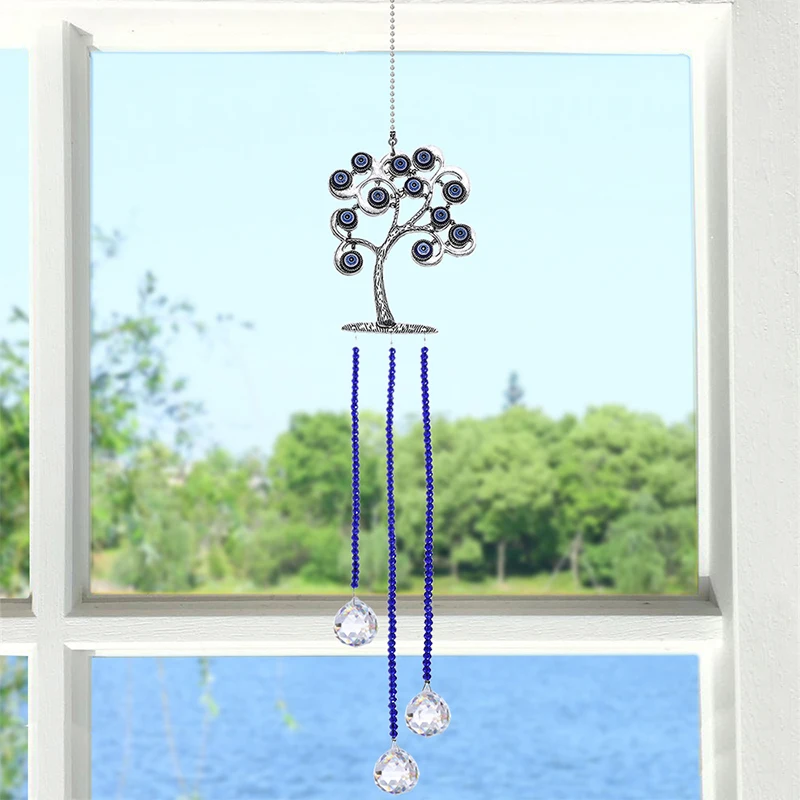 H& D DIY счастливый Хамса турецкий синий сглаза Кристалл Шарм Suncatcher кулон ветер колокольчик амулет дома стены сада висячие украшения