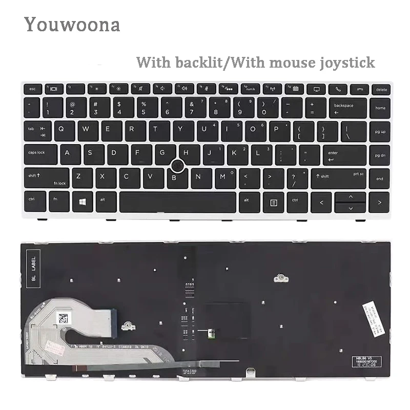 Teclado do Portátil Original para hp Elitebook 745 g5 840 g5 846 g5 840 g6 com Retroiluminado com Manche do Rato Novo