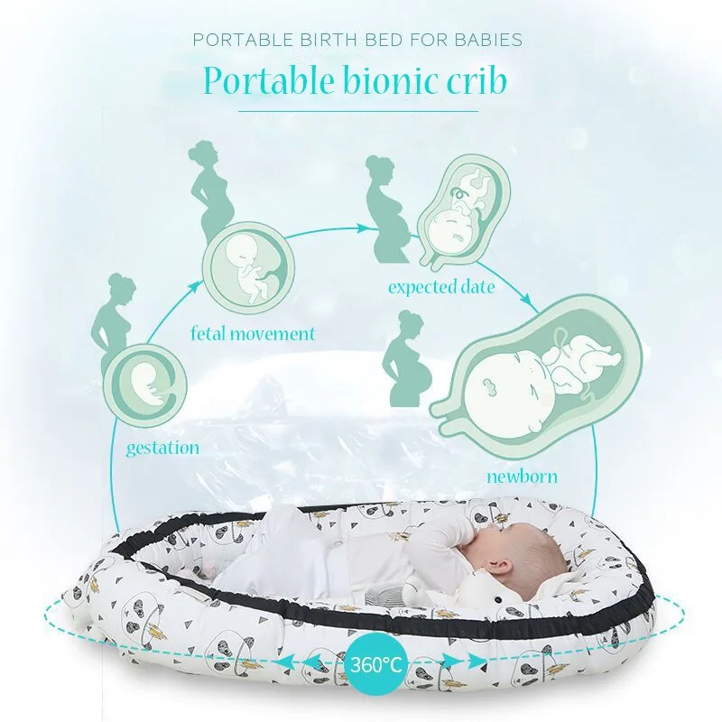 Детский шезлонг Младенческая люлька гнездо портативный хлопок Новорожденный кровать принт супер мягкий хлопок моющийся съемный путешествия кровать