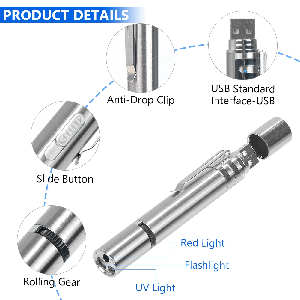3 In 1 Pet Toy Cat Chaser USB Rechargeable Laser Pointer Mini Flashlight Funny Stick Red LED Laser Pointe Pen Pet Supplies 4mW