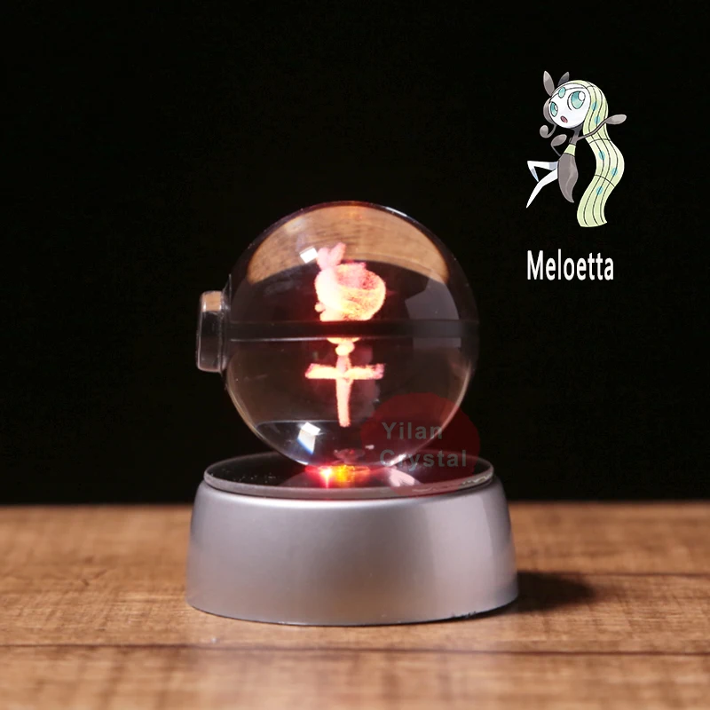 Покемон аниме фигурка 3D лазерная Pokeball гравировка мяч Meloetta кристалл модель с