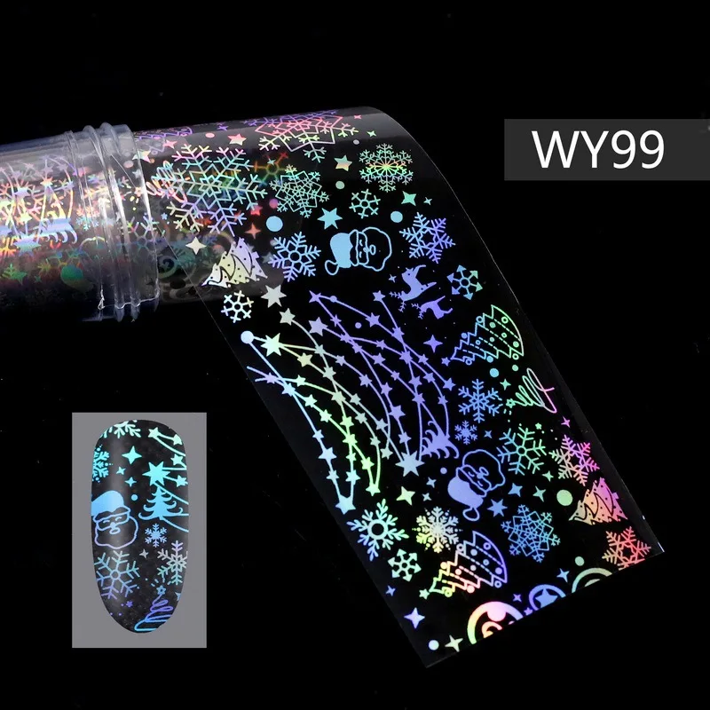 WY99 1 рулон пламени цветок письмо дизайн голографическая лазерная наклейка для ногтей смешанный узор ногтевые переводные наклейки из фольги s 28 Стиль Маникюр - Цвет: WY99