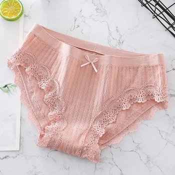 

EFINNY Female Sexy Traceless Bow Twist Cotton Panties Modal Lace Panties Seamless Mid-Rise Breathable Underwear Briefs Lingeries