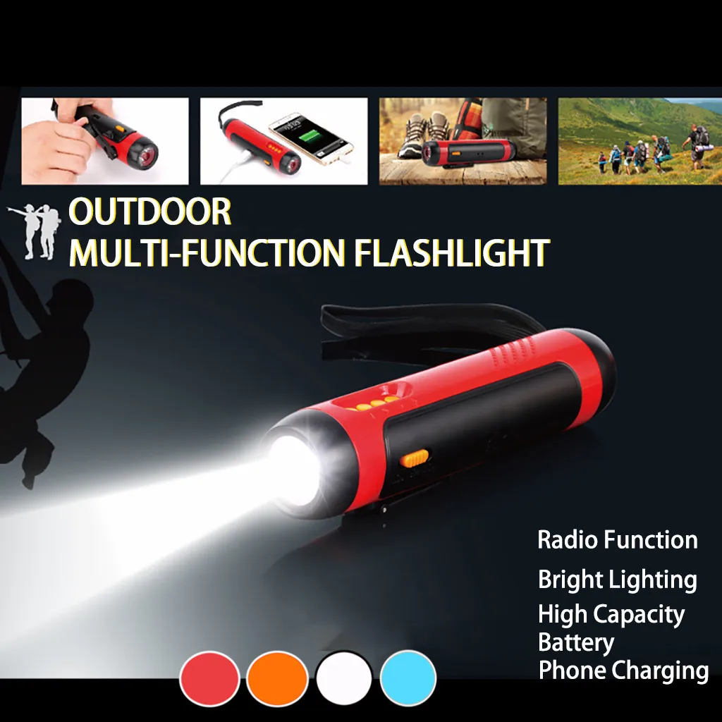 Будильник FM радио Мобильный телефон зарядка 1800mAh ручной Мощный светодиодный