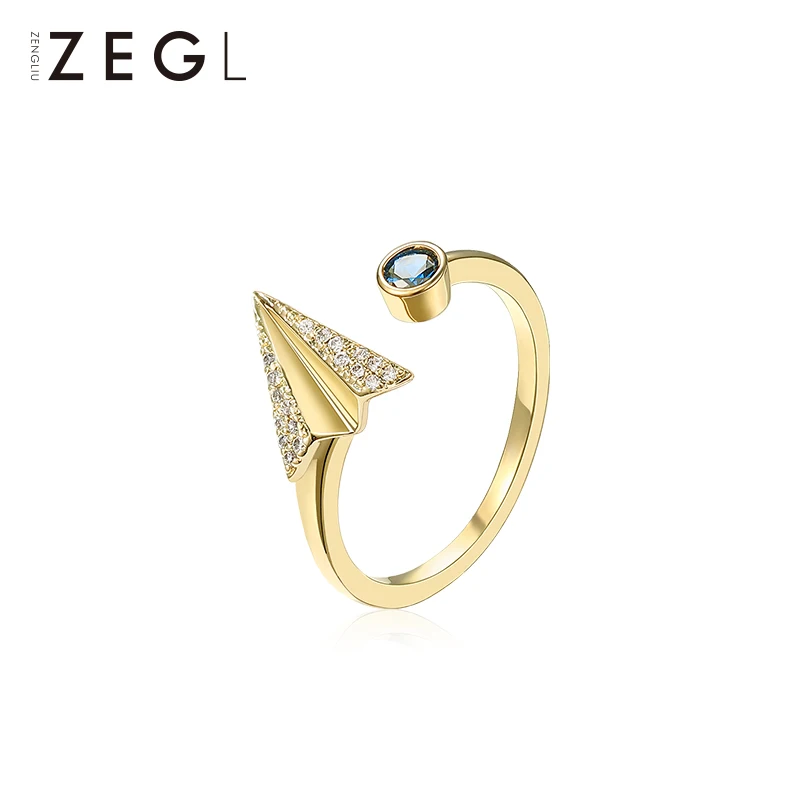 

ZEGL designer paper airplane decoration split ring female fashion simple personality tide net red index finger ring