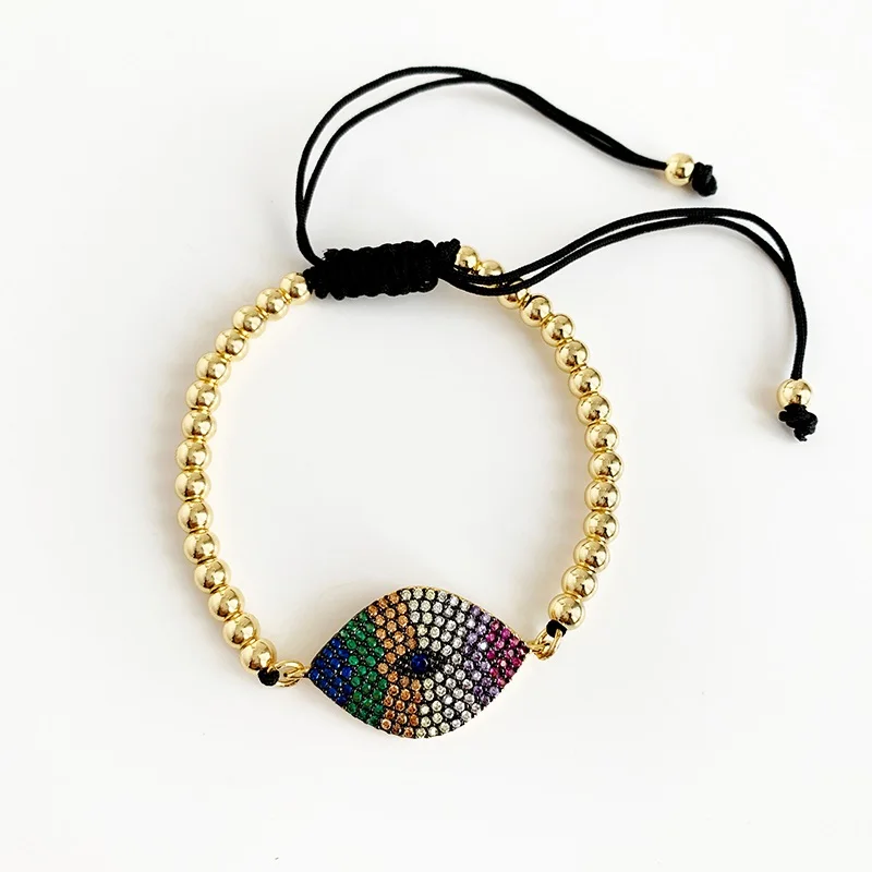 Lucky Blue Zircon Evil Eye Charm золотистые браслеты AAA фианит, циркон, кристалл Регулируемая цепочка браслеты с подвесками для женщин ювелирные изделия