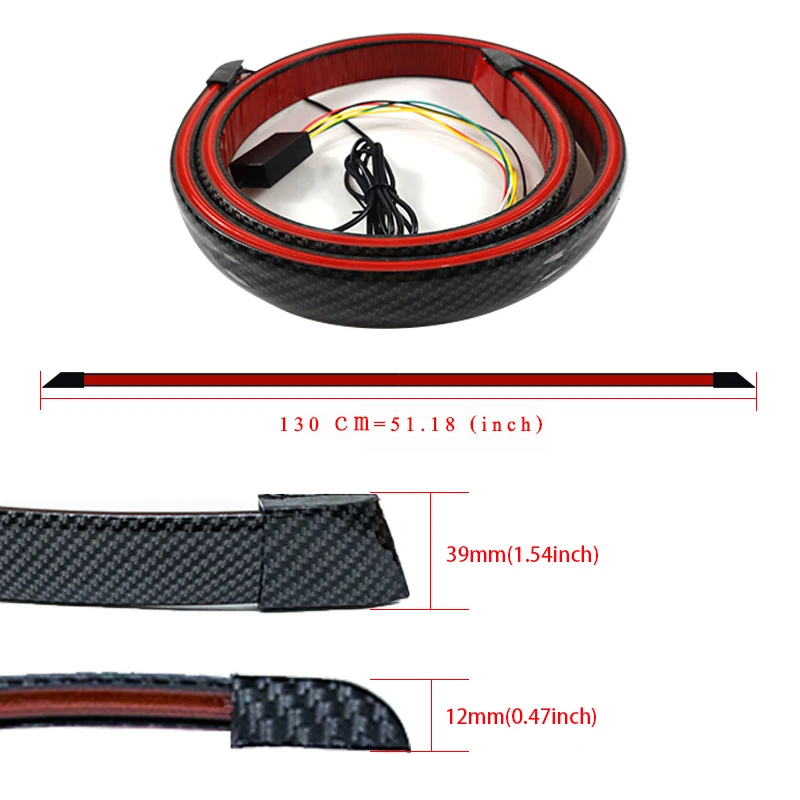 Automchanist 12V 120cm Spoiler universale per tetto Hatchback modificato Spoiler posteriore per coperchio del bagagliaio per SUV Sedan Spoiler Light Strip - immagine 4