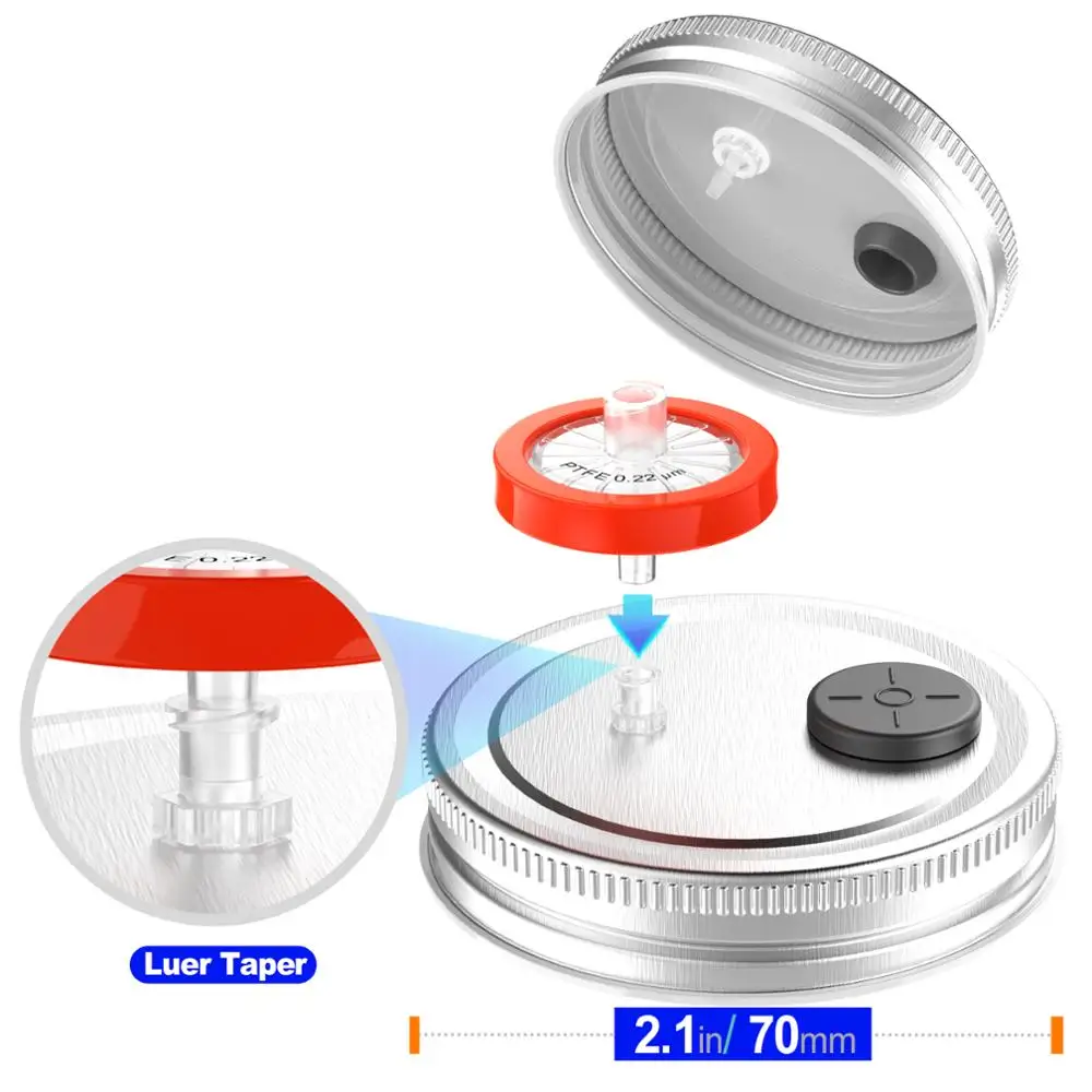 Liquid Culture Lids-Autoclavable 70mm Regular Mouth Jar Lids with Heavy Duty Injection Port for Mushroom Cultivation mushroom cultivation lids 6pcs